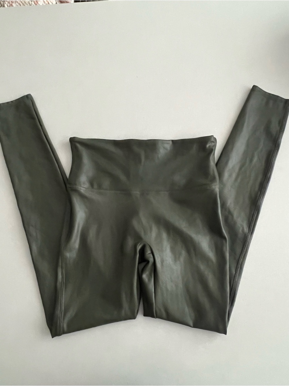 Spanx Faux Leather Leggings in Olive Green Medium
